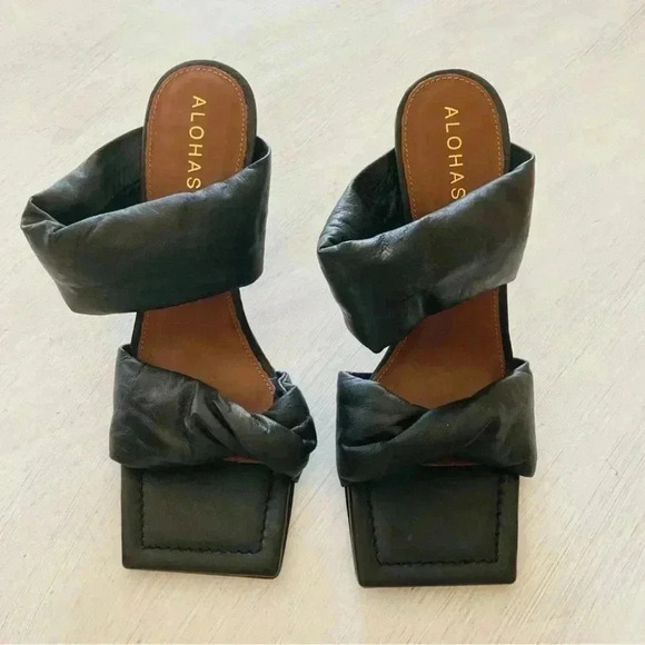 Free People Alohas Twist Strap Mule Sandals Black Size 38 NWOT $190 - Picture 2 of 16